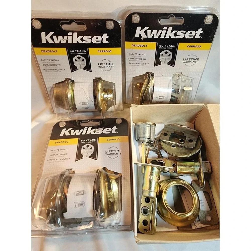 Kwikset 660 Deadbolt Keyed Alike 3 & 1open Pack Plus OpenBox Polished Brass95450